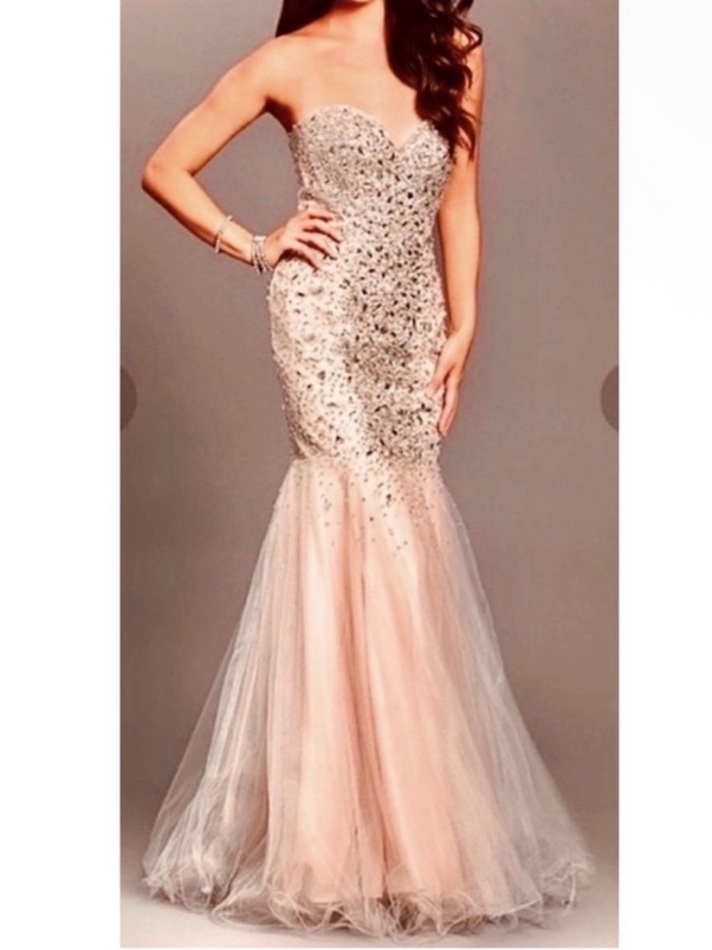 Terani Couture Glamour New Beaded Mermaid Prom Formal Evening  Strap/Strapless